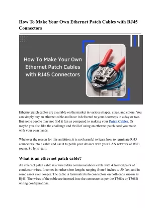 How To Make Your Own Ethernet Patch Cables with RJ45 Connectors