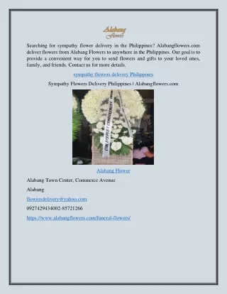 Sympathy Flowers Delivery Philippines | Alabangflowers.com