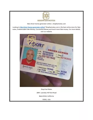 fake driver license generator online | shopfastnotes.com