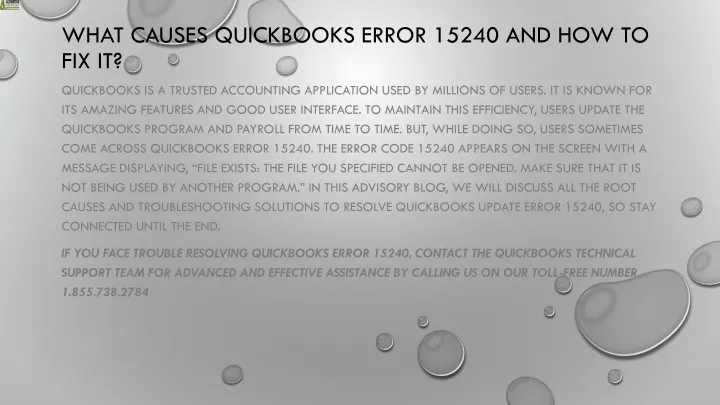 what causes quickbooks error 15240 and how to fix it