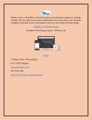 Wordpress Web Design Agency | Weblu.co.uk