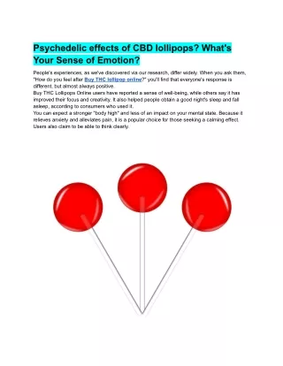 Psychedelic effects of CBD lollipops What's Your Sense of Emotion