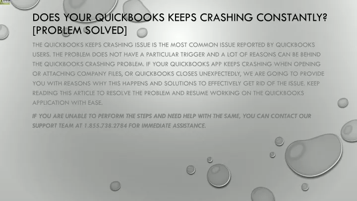 does your quickbooks keeps crashing constantly problem solved