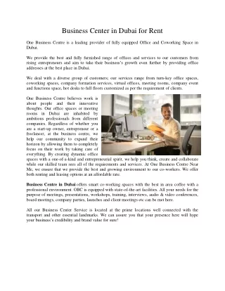 Business Center in Dubai for Rent