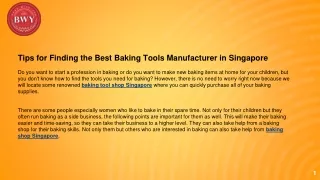 Get Best Tips for Finding Baking Tools Shop Singapore