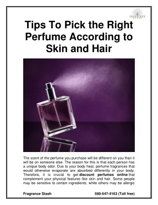Tips To Pick the Right Perfume According to Skin and Hair