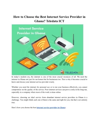 How to Choose the Best Internet Service Provider in Ghana? Teledata ICT