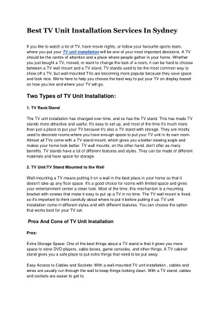 best tv unit installation services in sydney