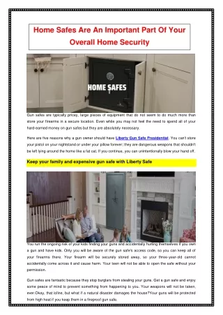 Home Safes Are An Important Part Of Your Overall Home Security