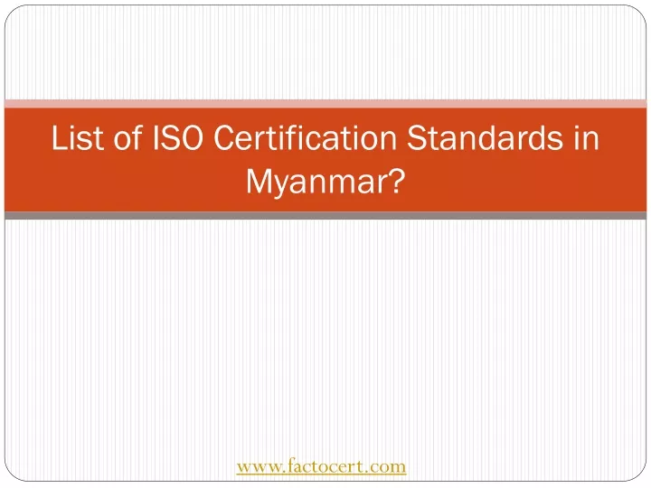 list of iso certification standards in myanmar