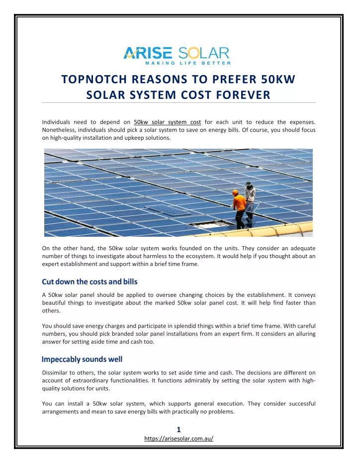 topnotch reasons to prefer 50kw solar system cost