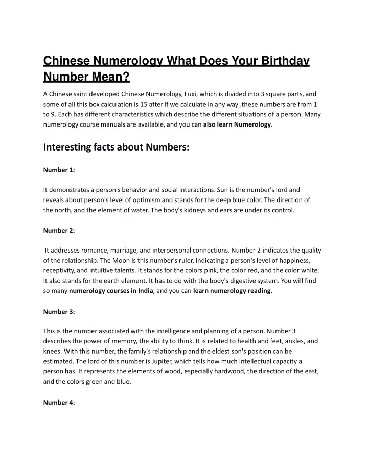 chinese numerology what does your birthday number