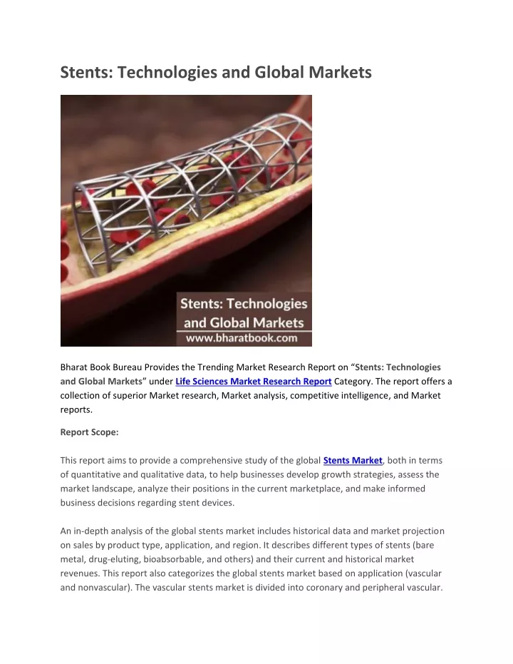 stents technologies and global markets