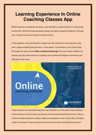 online coaching classes app in india