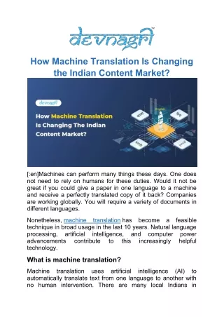 how machine translation is changing the indian