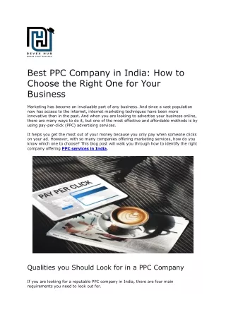 Best PPC Company in India | Devex Hub