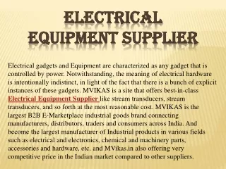 Electrical Equipment Supplier
