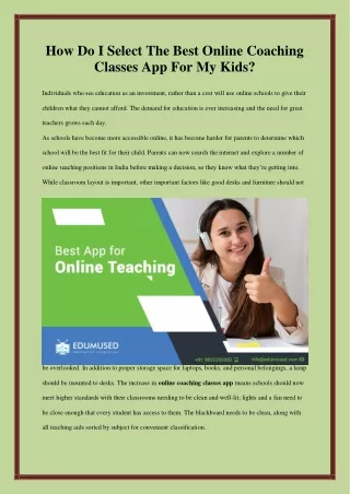 Online Coaching Classes Apps