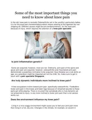 Some of the most important things you need to know about knee pain