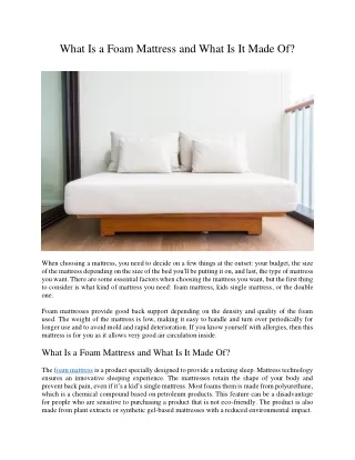 what is a foam mattress and what is it made of