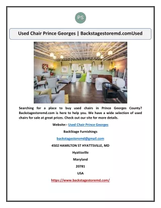 Used Chair Prince Georges | Backstagestoremd.com