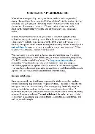 sideboards a practical guide