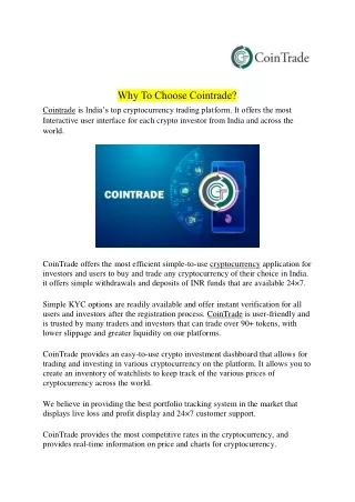 Why To Choose Cointrade