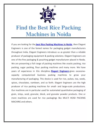 Find the Best Rice Packing Machines in Noida