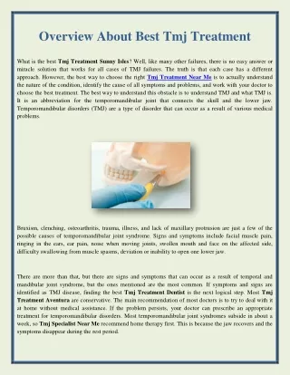 overview about best tmj treatment
