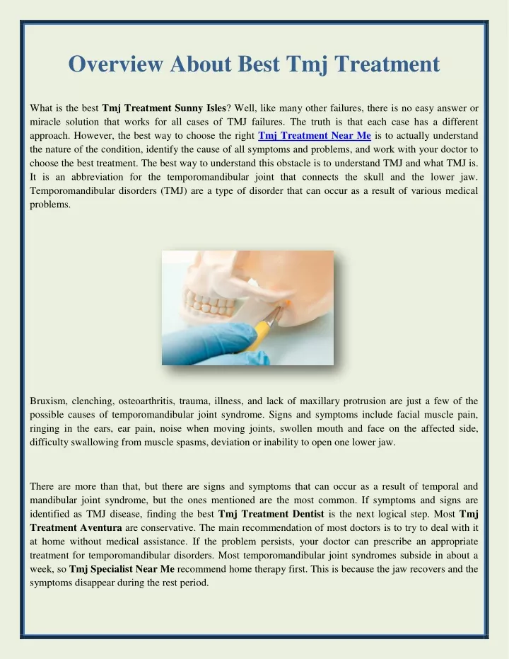 Ppt Overview About Best Tmj Treatment Powerpoint Presentation Free