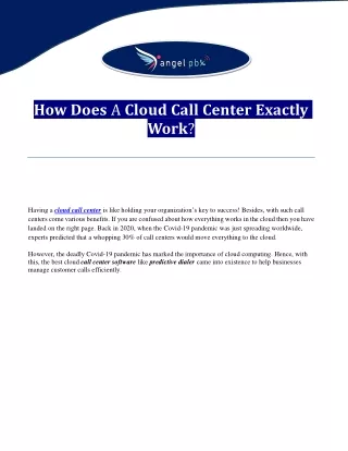 how does a cloud call center exactly work
