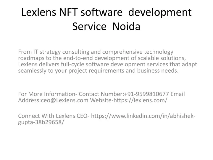 lexlens nft software development service noida