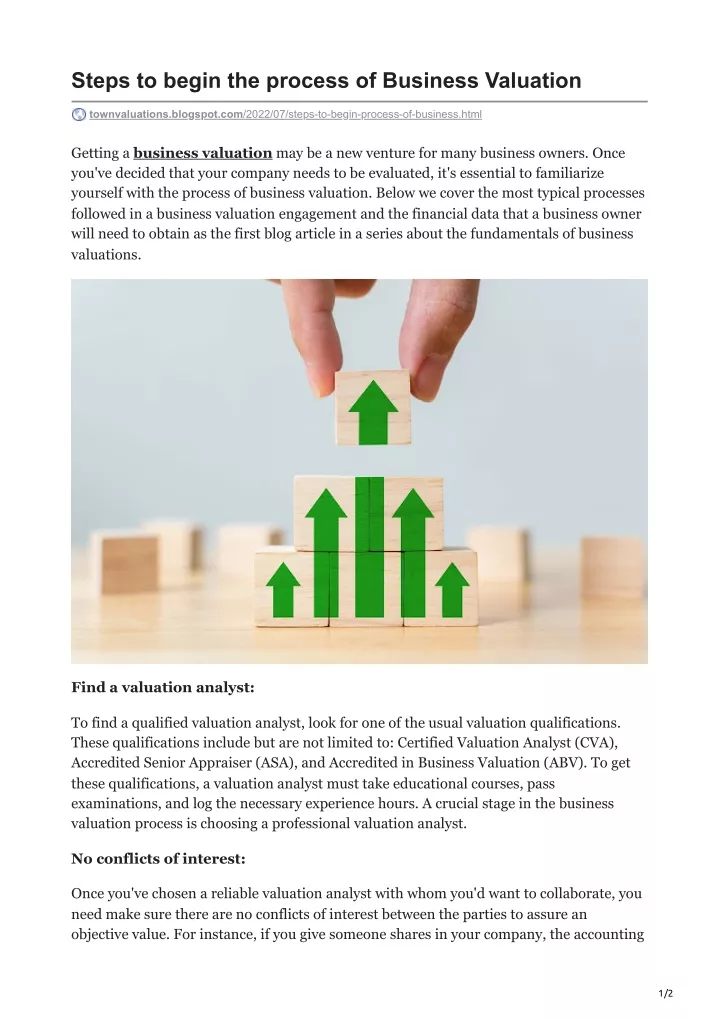 steps to begin the process of business valuation