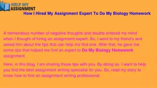 how i hired my assignment expert to do my biology homework