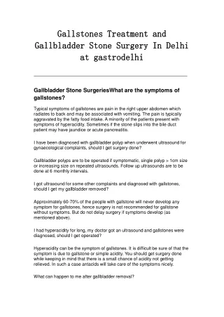 Gallstones Treatment and Gallbladder Stone Surgery In Delhi at gastrodelhi