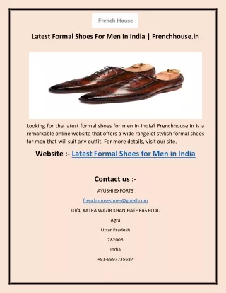 Latest Formal Shoes For Men In India  Frenchhouse.in