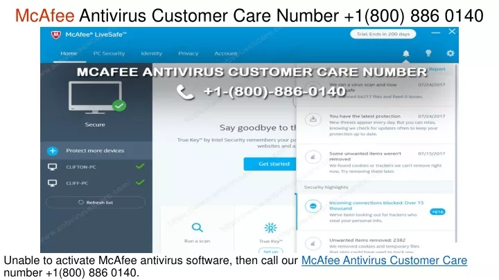 mcafee antivirus customer care number 1 800 886 0140
