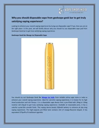 why you should disposable vape from geekvape geek