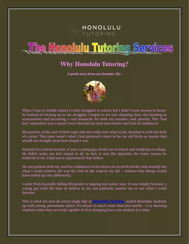 why honolulu tutoring