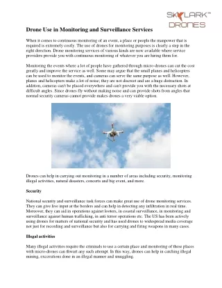 Drone Use in Monitoring and Surveillance Services