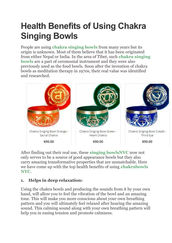 health benefits of using chakra singing bowls