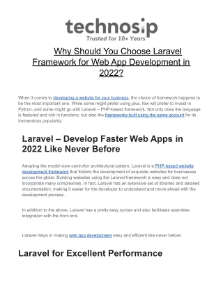 Why Should You Choose Laravel Framework for Web App Development in 2022_