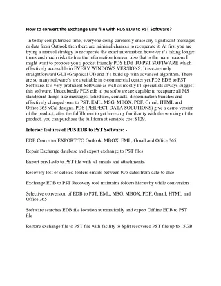 How to convert the Exchange EDB file with PDS EDB to PST Software