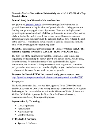 genomics market size to grow substantially