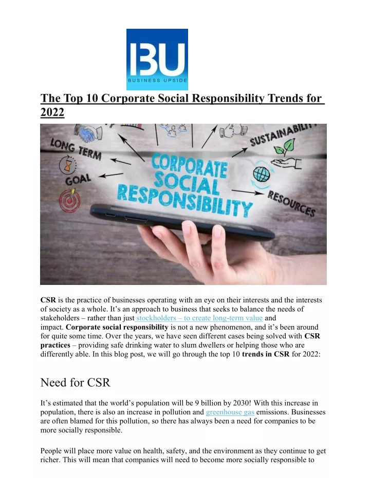 the top 10 corporate social responsibility trends