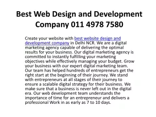 best web design and development company 011 4978