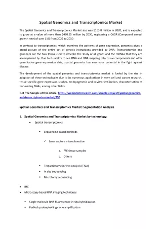 spatial genomics and transcriptomics market