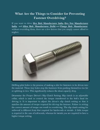 what are the things to consider for preventing
