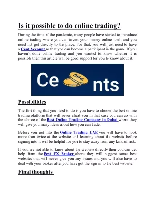 Is it possible to do online trading