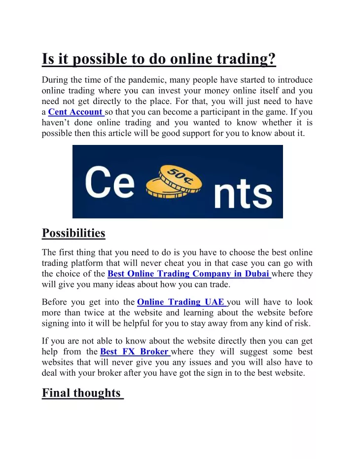 is it possible to do online trading